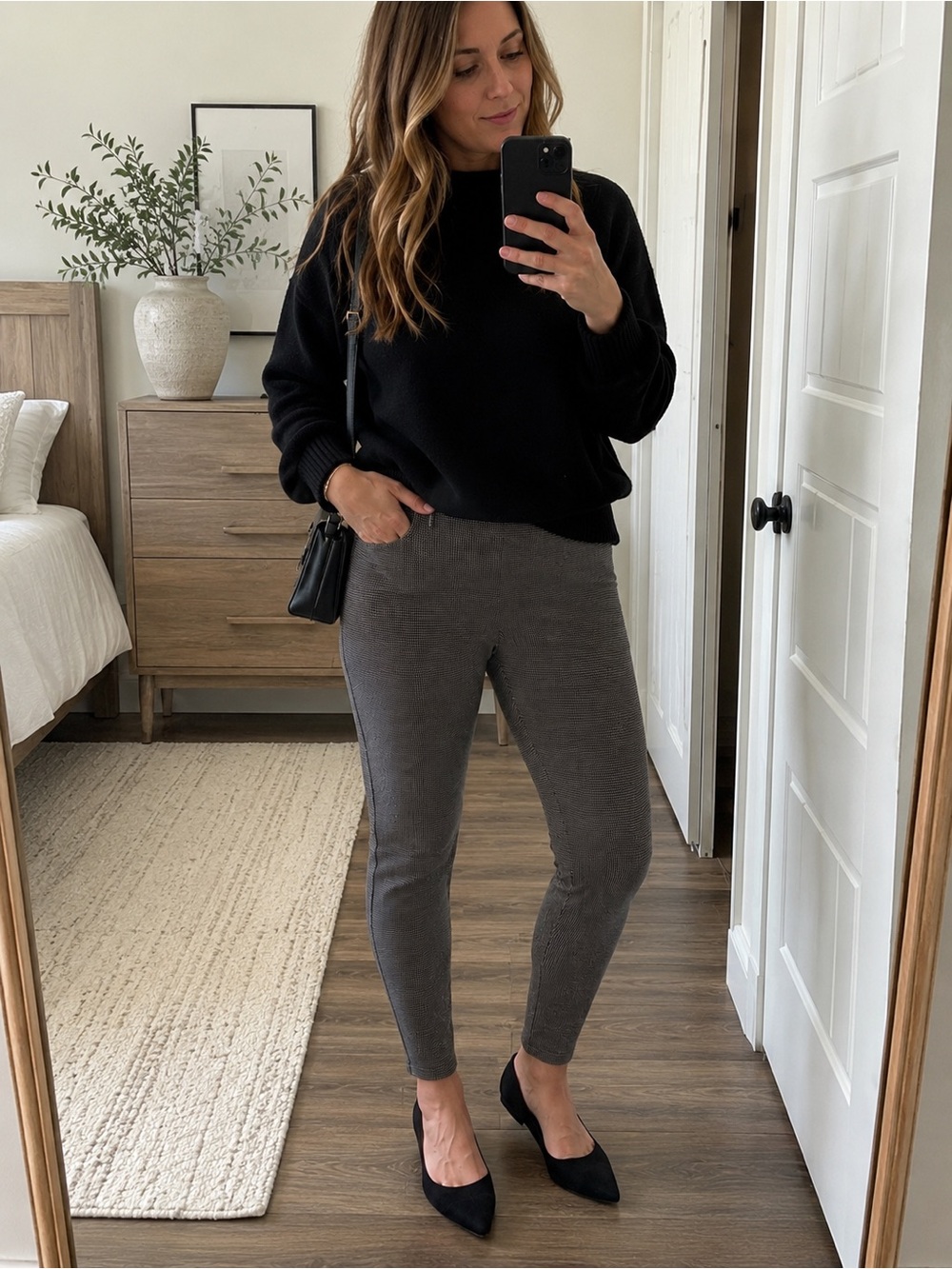 Lysse New York XL Custom Ponte Houndstooth Slim Pull On Leggings Pants